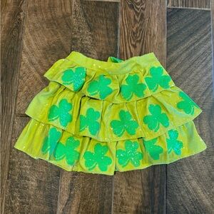 QUEEN OF SPARKLES Lime Green Clover A-Line Skort